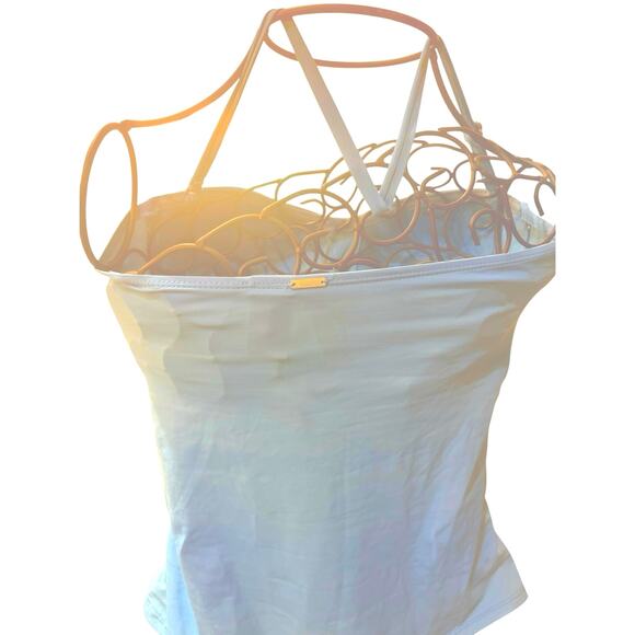 Anne Cole Bright Blue 2 Piece Swimsuit Size Large Ruched Sides Top&Bottom Bikini - Picture 4 of 10